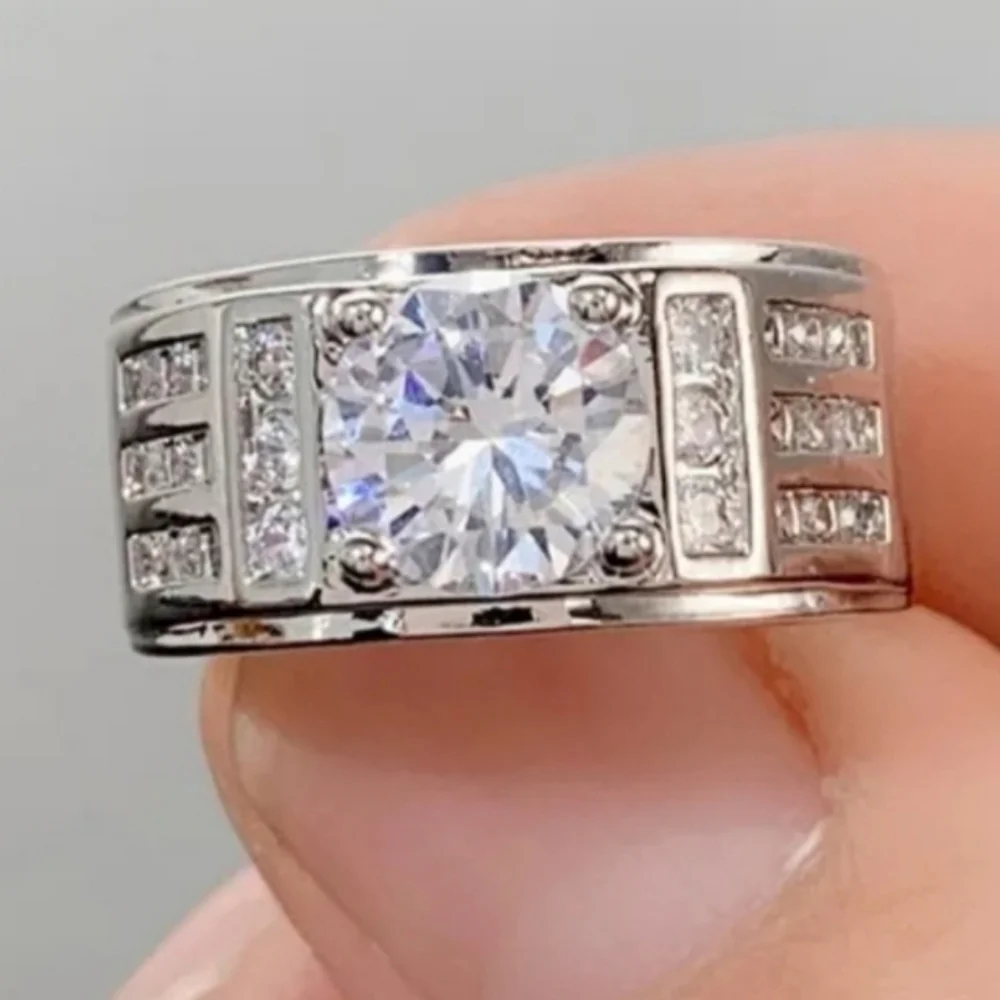 Radiant Silver Crystal Ring
